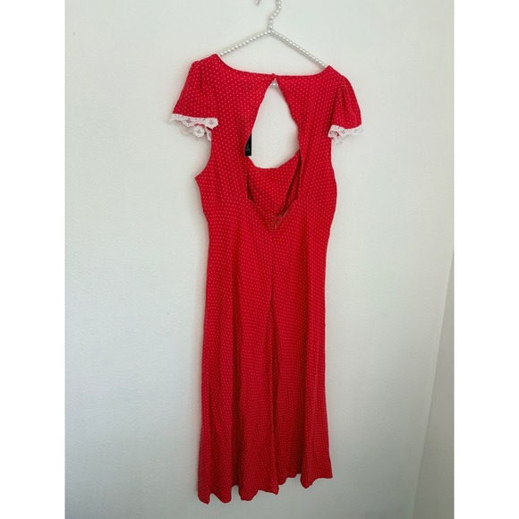 Wild Fable Red White Polka Dot Square Neck Open Back Midi Dress Cap Sleeve XL - Picture 14 of 16